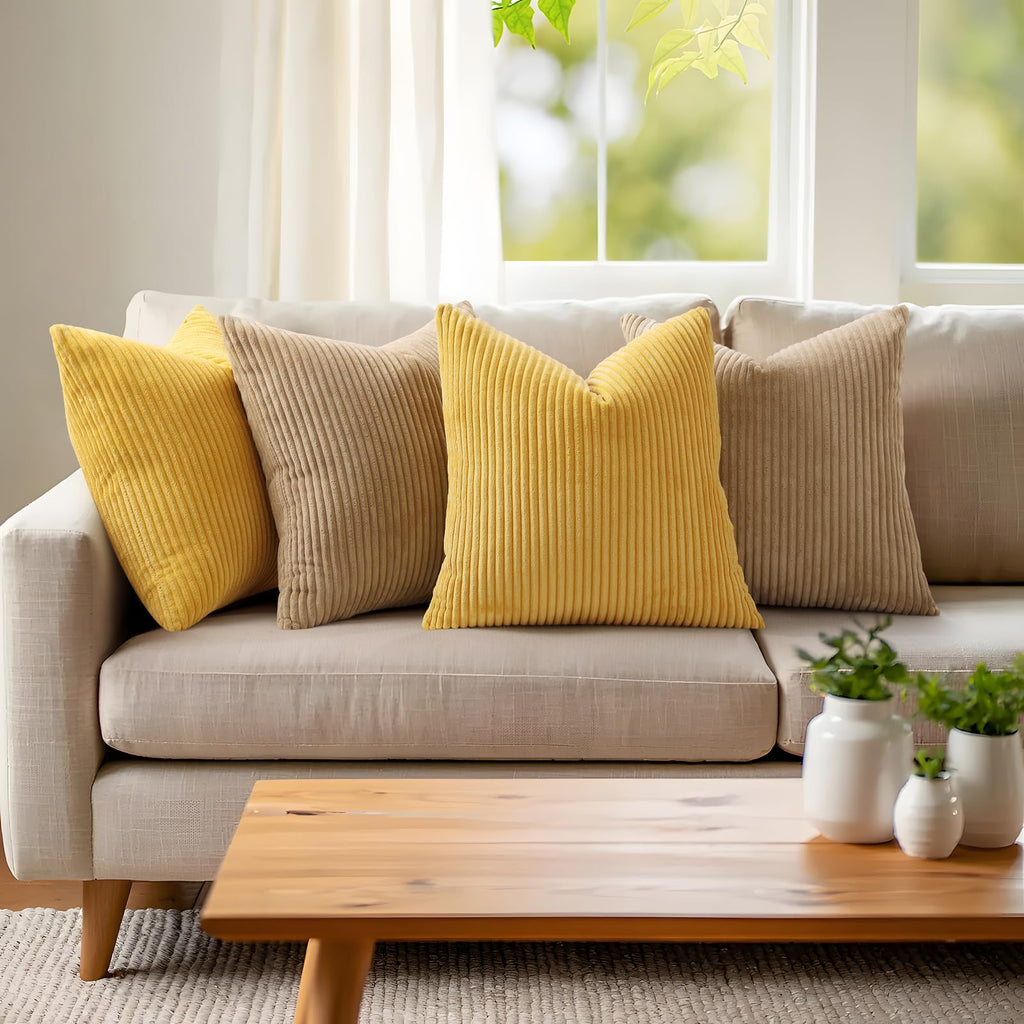 Mecatny Corduroy Throw Pillow Covers 16x16
