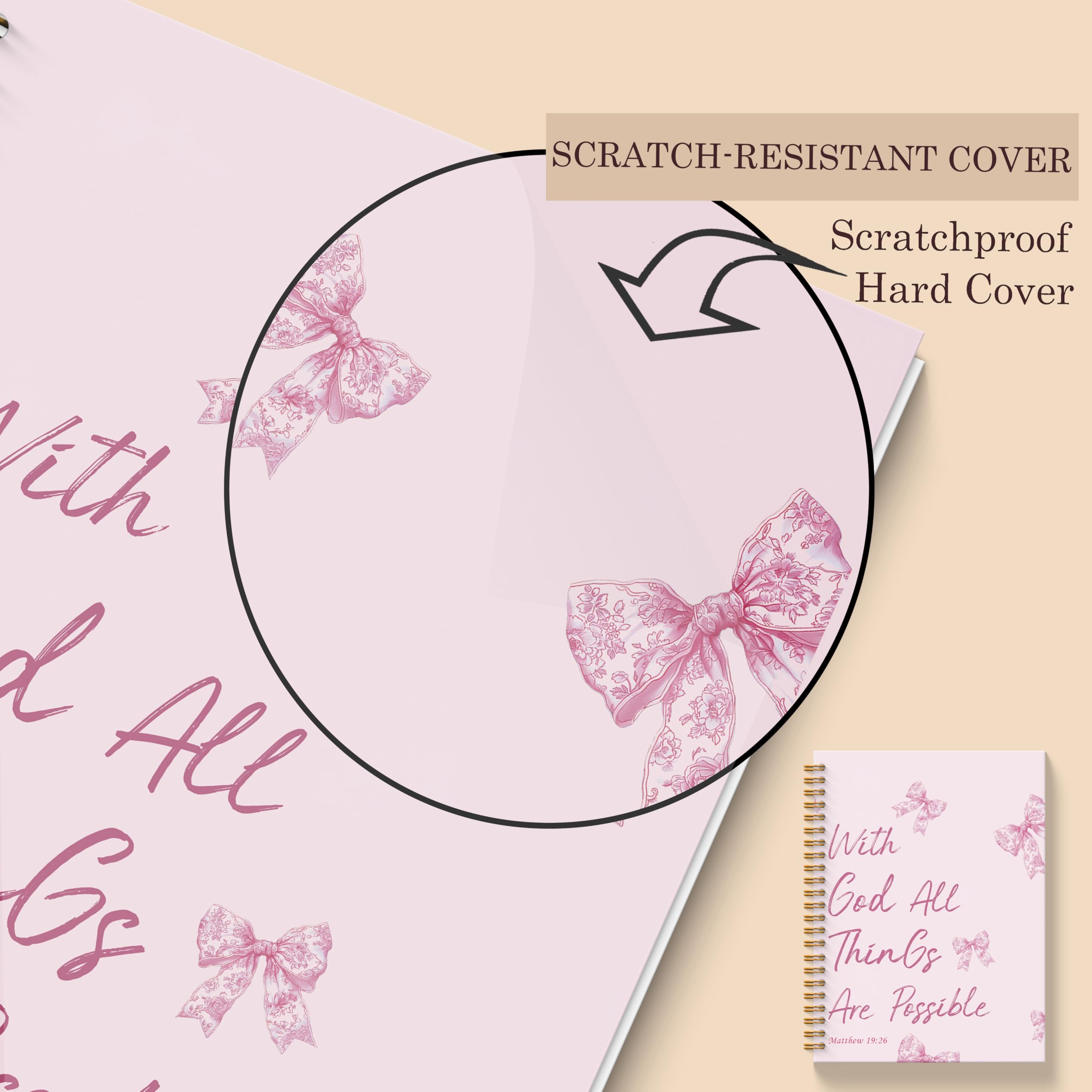Pink Bible Verse Notebook - Pink Christian Journal, Preppy Christian Spiral Notebooks, Prayer Bible School Supplies Notebooks, Preppy Christian Gifts, Coworker Gifts, 5.5x8.3 Inches