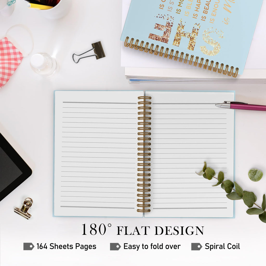 Gold She Is Me Affirmations Spiral Notebook, Inspirational Self Care Journal Notebook, Self Love Notebooks for School Work, Positive Office Supplies Gifts for Women Girls Friends, 5.5x8.3 Inch