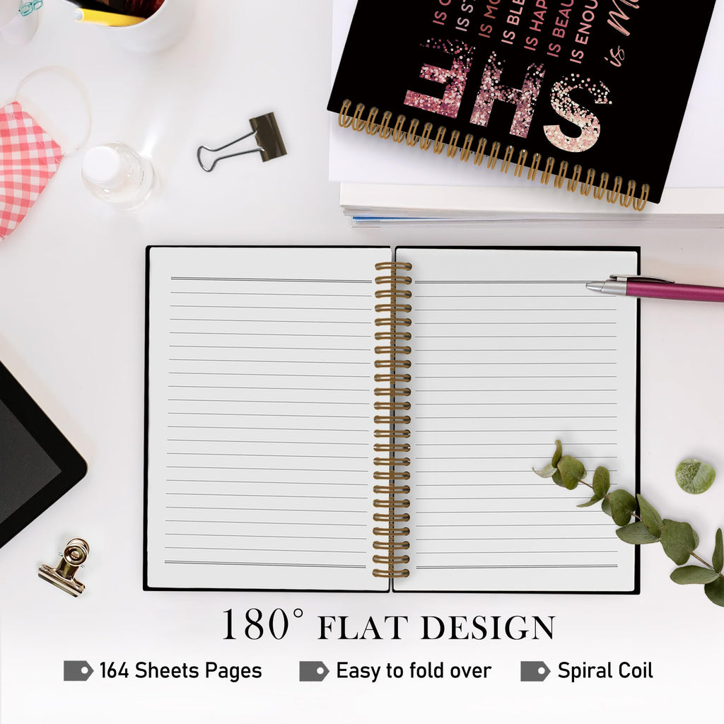 Gold She Is Me Affirmations Spiral Notebook, Inspirational Self Care Journal Notebook, Self Love Notebooks for School Work, Positive Office Supplies Gifts for Women Girls Friends, 5.5x8.3 Inch