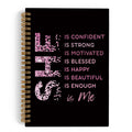 Gold She Is Me Affirmations Spiral Notebook, Inspirational Self Care Journal Notebook, Self Love Notebooks for School Work, Positive Office Supplies Gifts for Women Girls Friends, 5.5x8.3 Inch