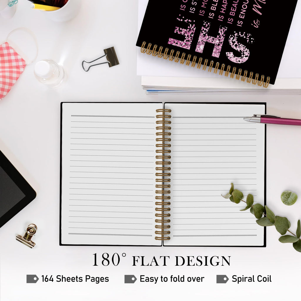 Gold She Is Me Affirmations Spiral Notebook, Inspirational Self Care Journal Notebook, Self Love Notebooks for School Work, Positive Office Supplies Gifts for Women Girls Friends, 5.5x8.3 Inch
