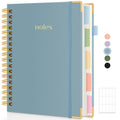 SKYDUE Hardcover Spiral Notebook, 300 Pages 8" x 10" College Ruled Notebook for Work with Dividers & Pockets, 5 Subject Notebook Journals for Women, Double Wire Bound, Tab Stickers Included, Pink
