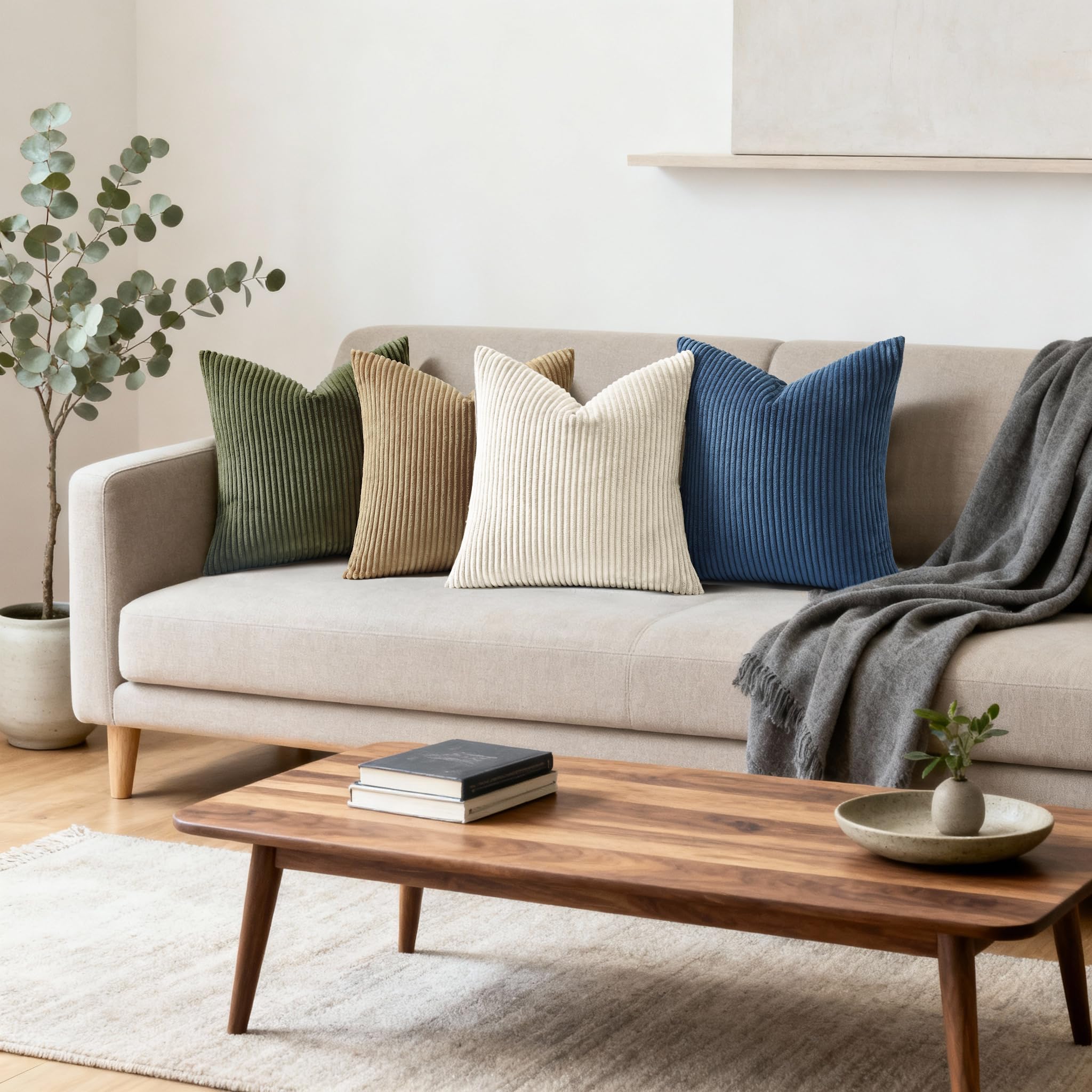 Mecatny Corduroy Throw Pillow Covers 16x16