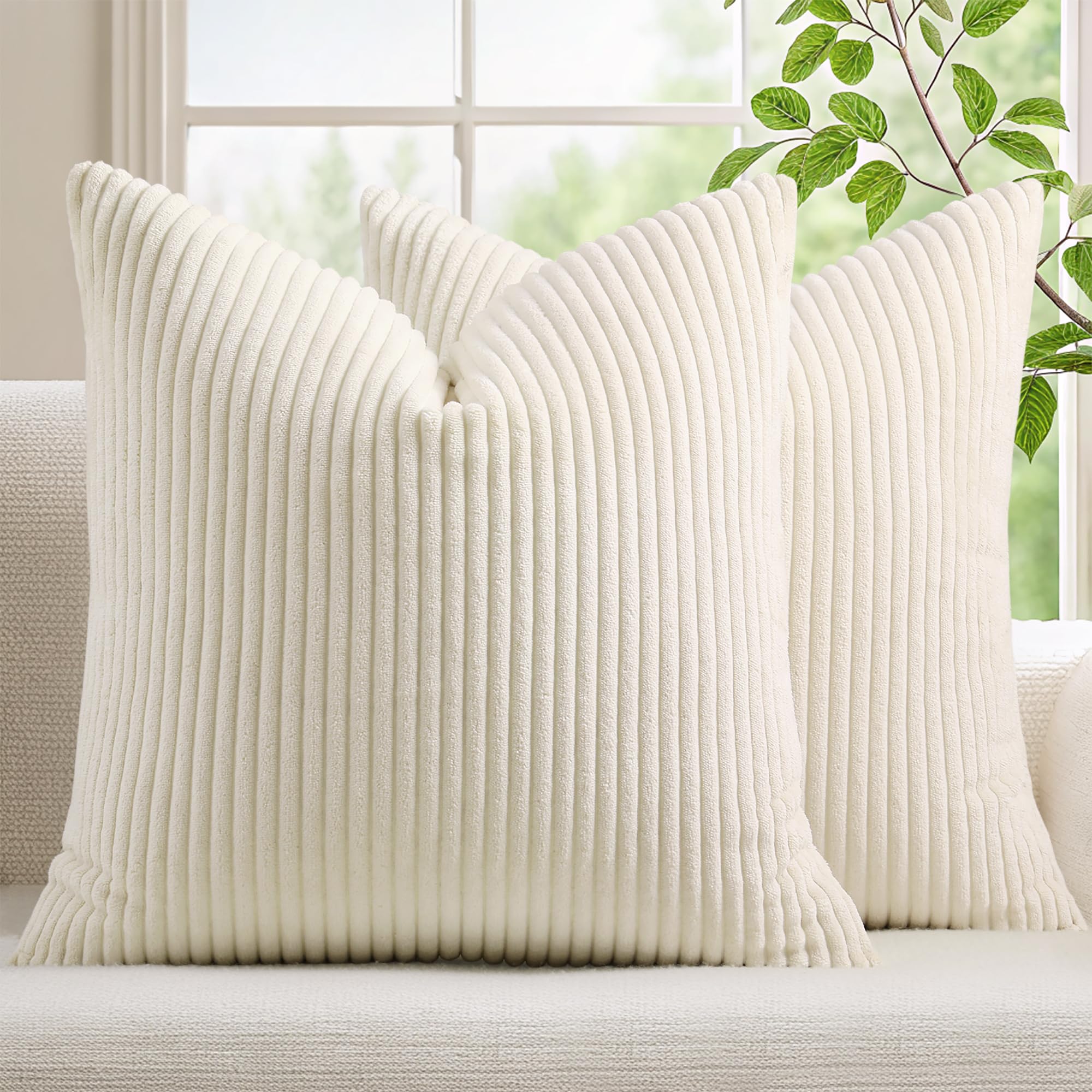 Mecatny Corduroy Throw Pillow Covers 16x16