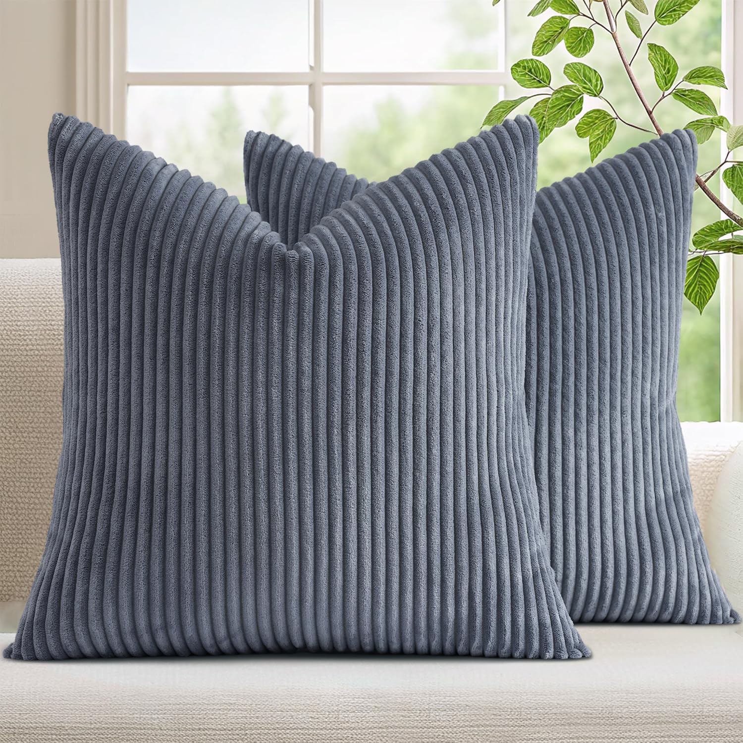 Mecatny Corduroy Throw Pillow Covers 16x16