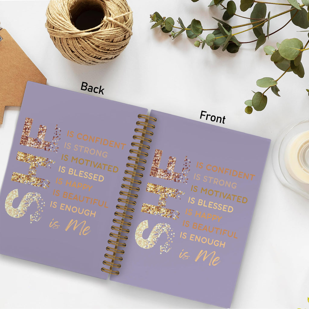 Gold She Is Me Affirmations Spiral Notebook, Inspirational Self Care Journal Notebook, Self Love Notebooks for School Work, Positive Office Supplies Gifts for Women Girls Friends, 5.5x8.3 Inch