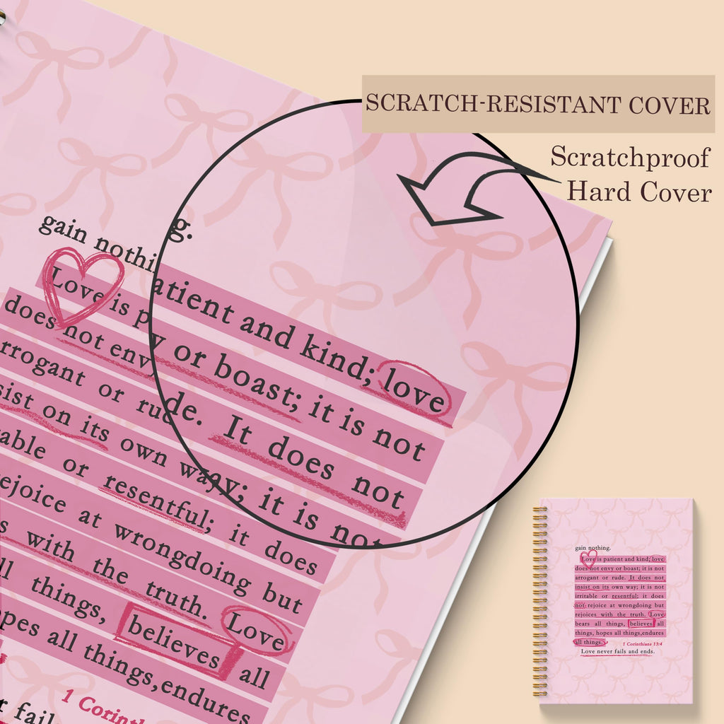 Pink Bible Verse Notebook - Pink Christian Journal, Preppy Christian Spiral Notebooks, Prayer Bible School Supplies Notebooks, Preppy Christian Gifts, Coworker Gifts, 5.5x8.3 Inches