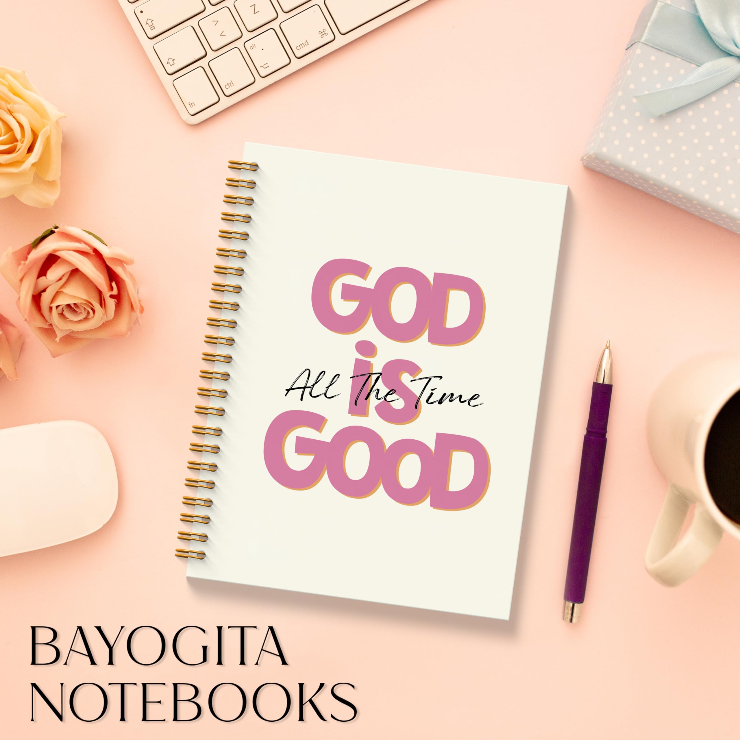 Pink Bible Verse Notebook - Pink Christian Journal, Preppy Christian Spiral Notebooks, Prayer Bible School Supplies Notebooks, Preppy Christian Gifts, Coworker Gifts, 5.5x8.3 Inches