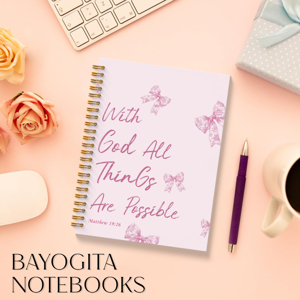 Pink Bible Verse Notebook - Pink Christian Journal, Preppy Christian Spiral Notebooks, Prayer Bible School Supplies Notebooks, Preppy Christian Gifts, Coworker Gifts, 5.5x8.3 Inches