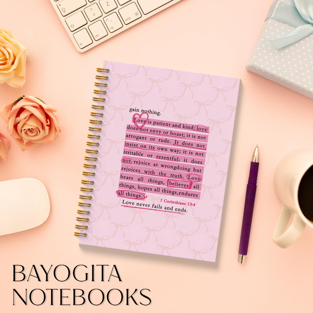 Pink Bible Verse Notebook - Pink Christian Journal, Preppy Christian Spiral Notebooks, Prayer Bible School Supplies Notebooks, Preppy Christian Gifts, Coworker Gifts, 5.5x8.3 Inches
