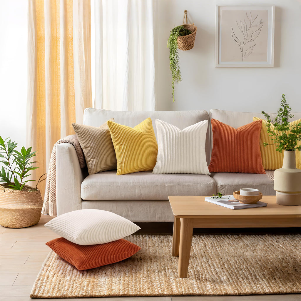 Mecatny Corduroy Throw Pillow Covers 16x16