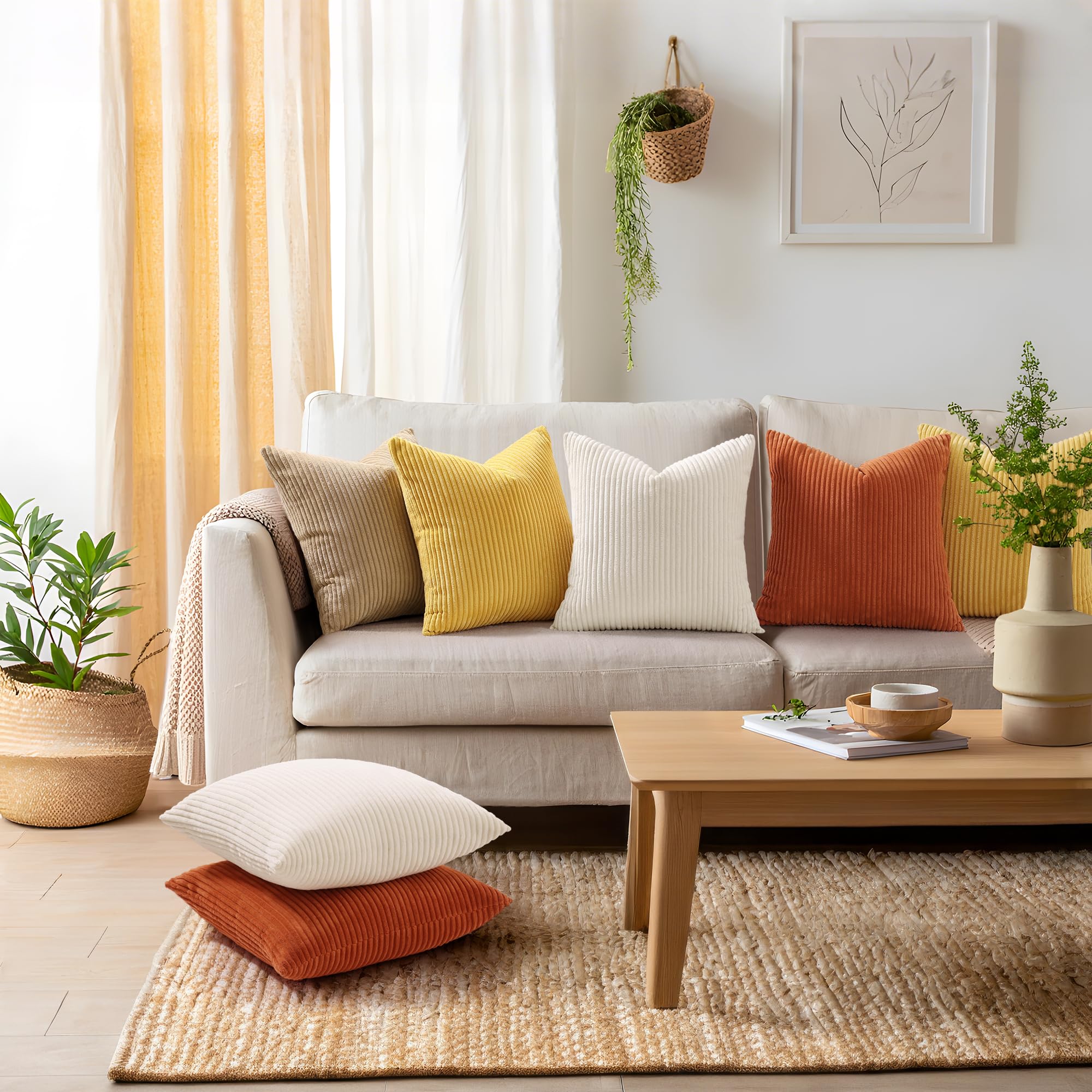Mecatny Corduroy Throw Pillow Covers 16x16