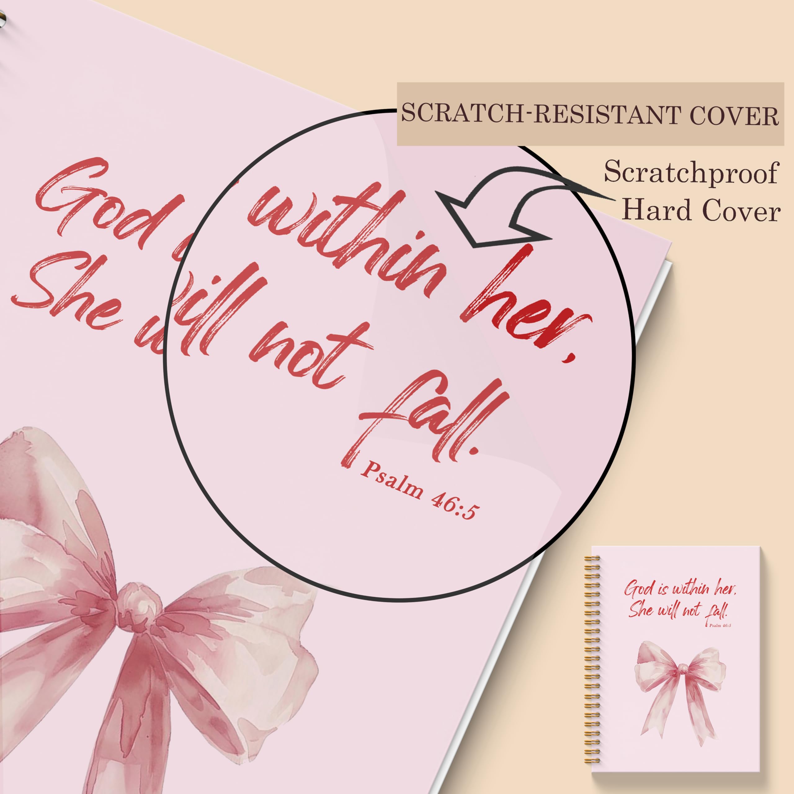 Pink Bible Verse Notebook - Pink Christian Journal, Preppy Christian Spiral Notebooks, Prayer Bible School Supplies Notebooks, Preppy Christian Gifts, Coworker Gifts, 5.5x8.3 Inches