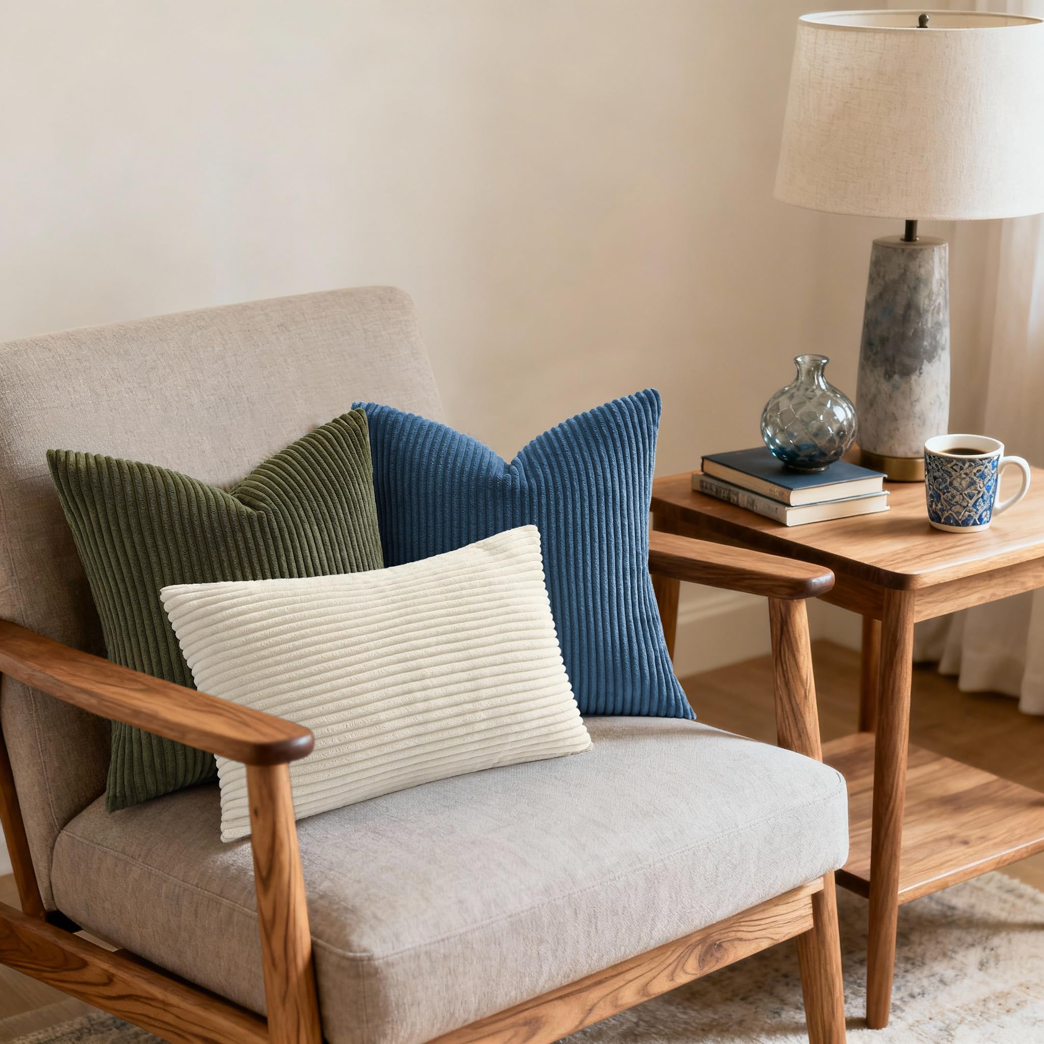 Mecatny Corduroy Throw Pillow Covers 16x16