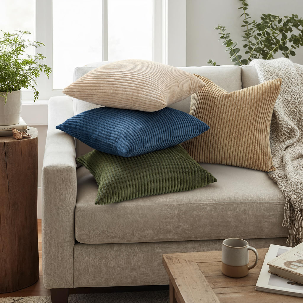 Mecatny Corduroy Throw Pillow Covers 16x16