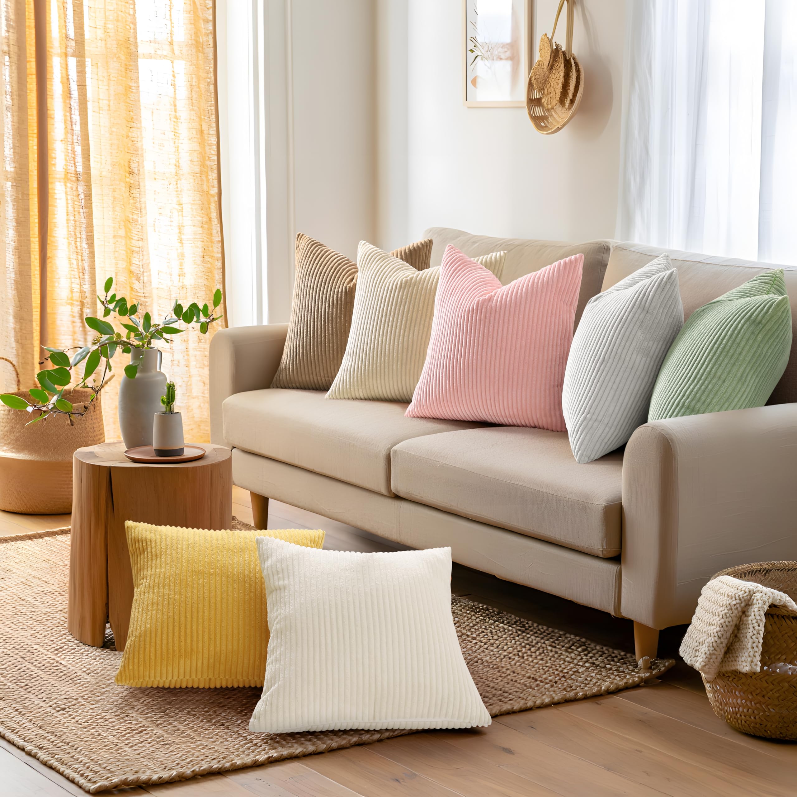 Mecatny Corduroy Throw Pillow Covers 16x16