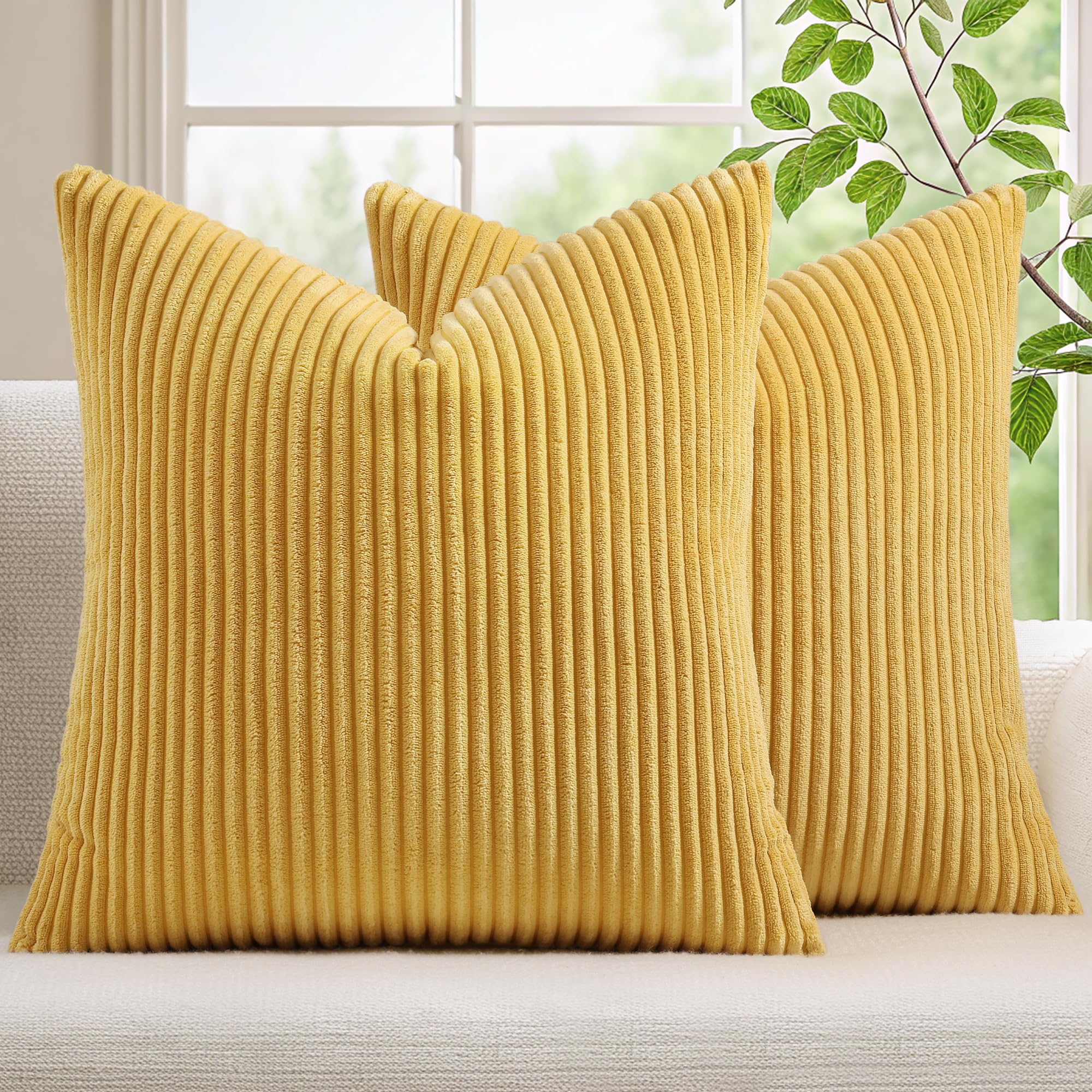 Mecatny Corduroy Throw Pillow Covers 16x16