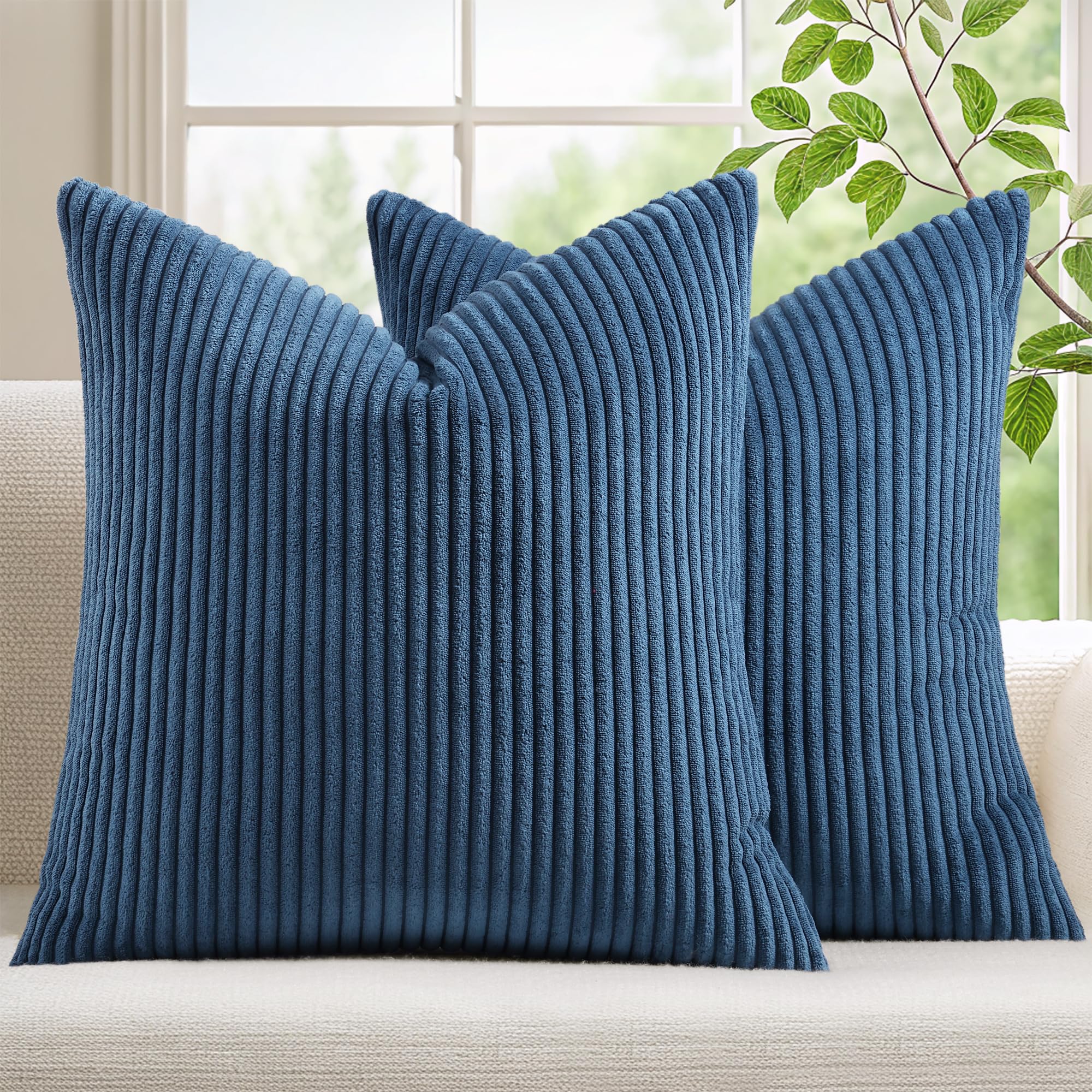 Mecatny Corduroy Throw Pillow Covers 16x16