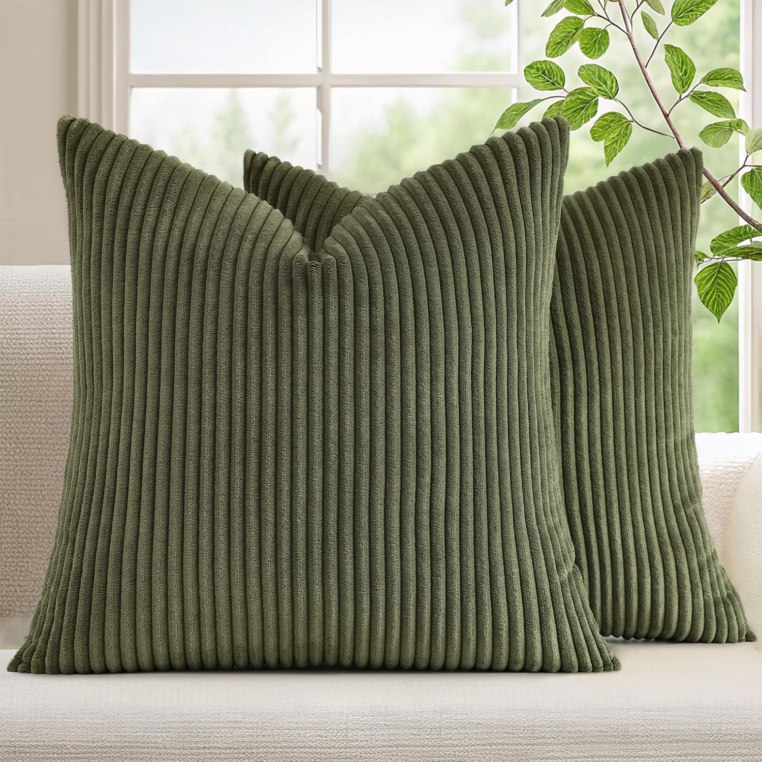 Mecatny Corduroy Throw Pillow Covers 16x16