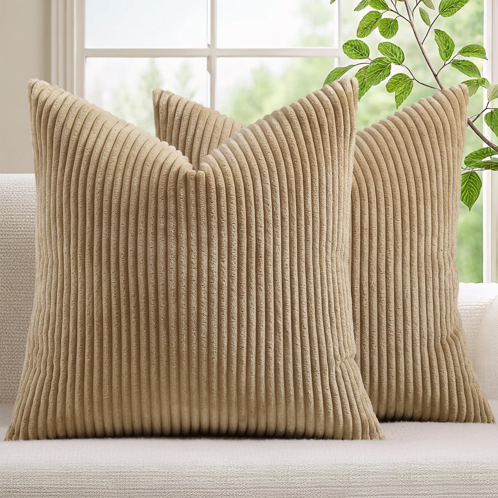 Mecatny Corduroy Throw Pillow Covers 16x16
